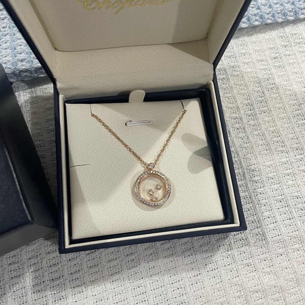 Chopard Rose Gold Circular Diamond-Accented Pendant Necklace - Picture 2 of 11